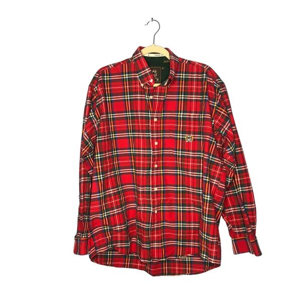 Cinch Shirt Mens Medium Red Green Plaid Button Down Lumberjack Western Casual - Picture 1 of 7